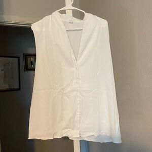 White Sleeveless Button-Up Blouse